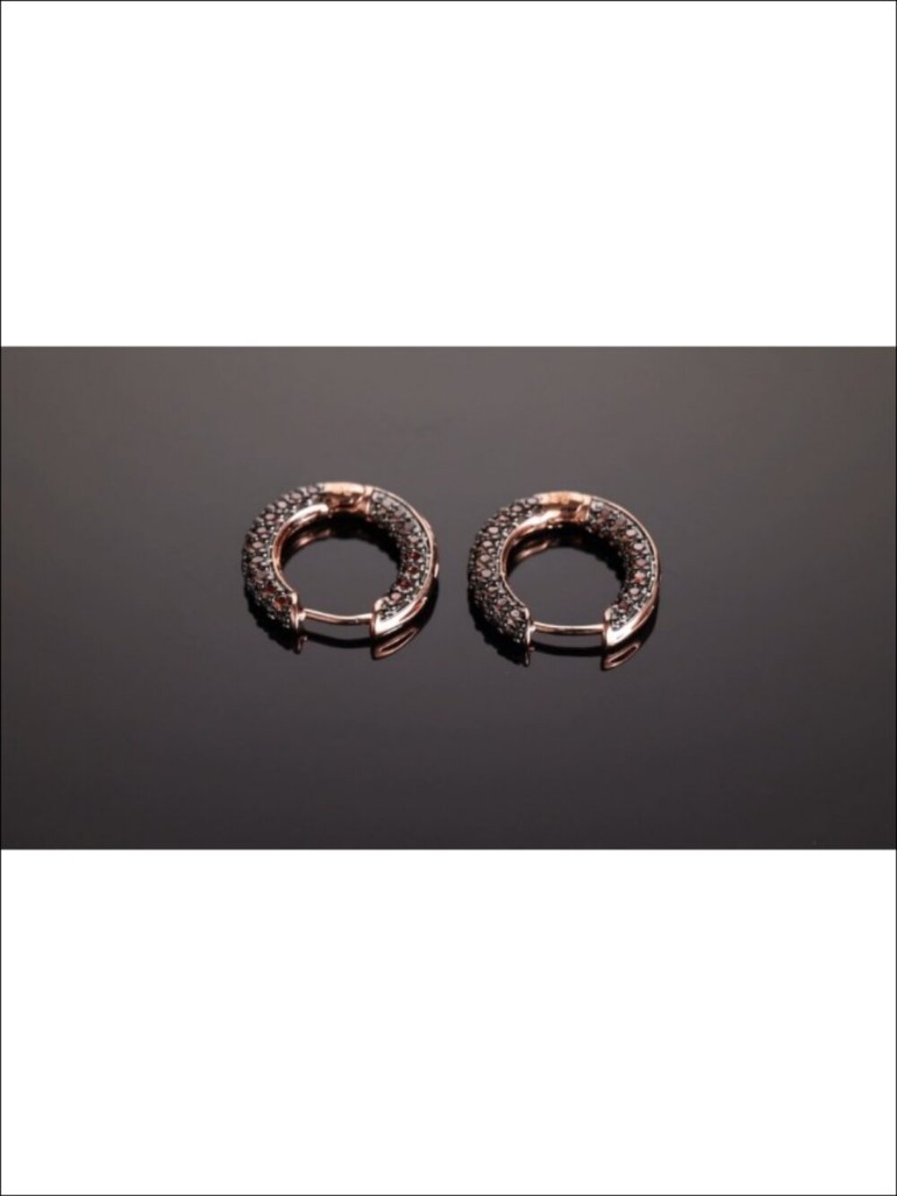 Rose Gold Plated Pave CZ Inside Out Hoop Earrings - Picture 5 of 6